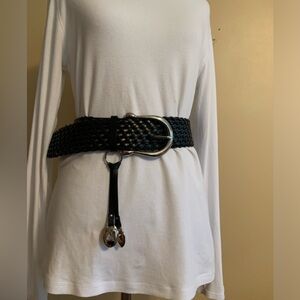 MICHAEL KORS black ladies leather Braided belt size Small LNWOT++